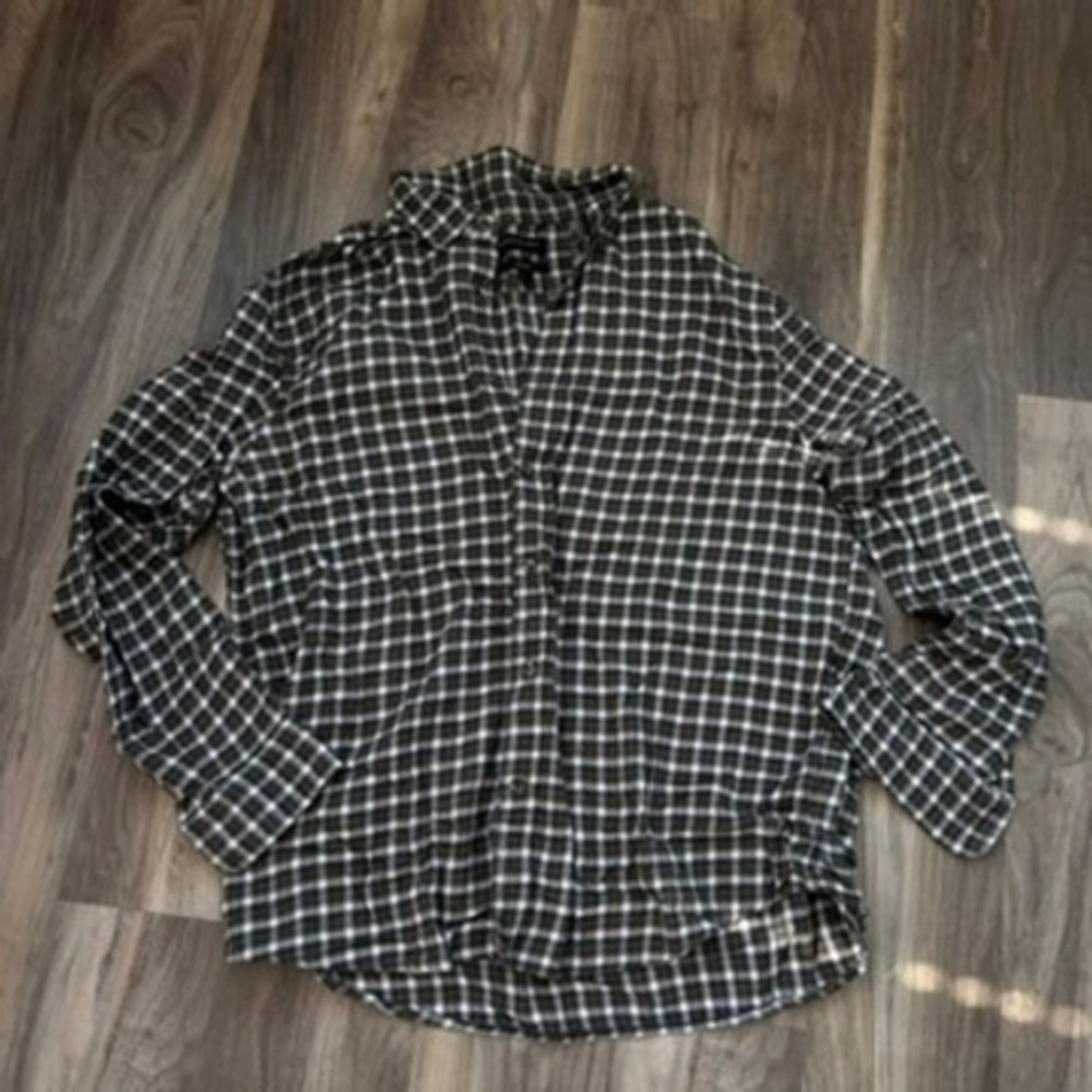 Banana Republic Men's Plaid Flannel Button Down Shirt 100 Cotton Untucked Fit XL